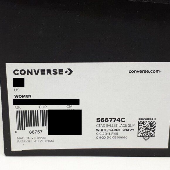 Converse Chuck Taylor All Star Ballet Lace Slip On White Shoe Sneaker Womens NEW - Picture 10 of 12